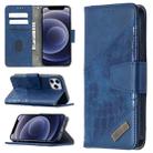 For iPhone 12 mini Matching Color Crocodile Texture Horizontal Flip PU Leather Case with Wallet & Holder & Card Slots(Blue) - 1