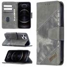 For iPhone 12 / 12 Pro Matching Color Crocodile Texture Horizontal Flip PU Leather Case with Wallet & Holder & Card Slots(Grey) - 1