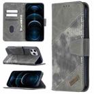 For iPhone 12 Pro Max Matching Color Crocodile Texture Horizontal Flip PU Leather Case with Wallet & Holder & Card Slots(Grey) - 1