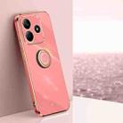 For Redmi Note 14 5G XINLI Straight 6D Plating Gold Edge TPU Shockproof Case with Ring Holder(Hawthorn Red) - 1