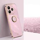 For Redmi Note 14 5G XINLI Straight 6D Plating Gold Edge TPU Shockproof Case with Ring Holder(Cherry Purple) - 1