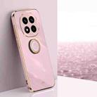 For Redmi Note 14 Pro 5G XINLI Straight 6D Plating Gold Edge TPU Shockproof Case with Ring Holder(Cherry Purple) - 1