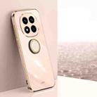 For Redmi Note 14 Pro+ 5G XINLI Straight 6D Plating Gold Edge TPU Shockproof Case with Ring Holder(Pink) - 1