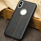 For iPhone X / XS QIALINO Deerskin Texture Cowhide Leather Protective Case(Black) - 2
