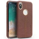 For iPhone X / XS QIALINO Deerskin Texture Cowhide Leather Protective Case(Brown) - 1
