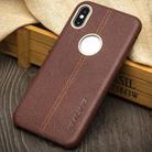 For iPhone X / XS QIALINO Deerskin Texture Cowhide Leather Protective Case(Brown) - 2