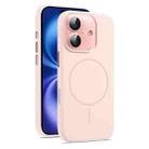 For iPhone 16 AG Fine Hole Liquid Silicone MagSafe Magnetic Phone Case(Pink) - 1