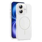 For iPhone 16 AG Fine Hole Liquid Silicone MagSafe Magnetic Phone Case(White) - 1