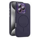 For iPhone 15 Pro Max AG Fine Hole Liquid Silicone MagSafe Magnetic Phone Case(Dark Purple) - 1