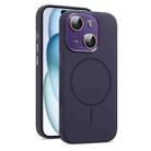 For iPhone 15 AG Fine Hole Liquid Silicone MagSafe Magnetic Phone Case(Dark Purple) - 1