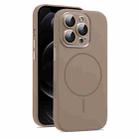 For iPhone 12 Pro Max AG Fine Hole Liquid Silicone MagSafe Magnetic Phone Case(Brown) - 1