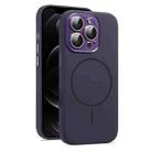 For iPhone 12 Pro Max AG Fine Hole Liquid Silicone MagSafe Magnetic Phone Case(Dark Purple) - 1