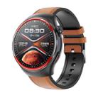 T82 1.43 inch Round Screen BT Call Smart Watch, Heart Rate / Blood Pressure / Blood Oxygen / Sleep / Blood Sugar / HRV / Metope / SOS, Strap:Leather Brown - 1