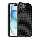 For iPhone 15 Plus Carbon Fiber Textured Oil Spray MagSafe Magnetic Phone Case(Black) - 1