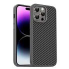 For iPhone 14 Pro Max Carbon Fiber Textured Oil Spray MagSafe Magnetic Phone Case(Grey) - 1