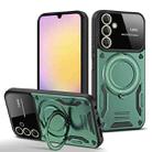 For Samsung Galaxy A25 5G Global Large Window MagSafe Holder Phone Case(Green) - 1