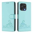 For Doogee N55 Plus Cat Rat Embossed Pattern RFID Leather Phone Case with Lanyard(Mint Green) - 2