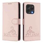 For Doogee N55 Plus Cat Rat Embossed Pattern RFID Leather Phone Case with Lanyard(Pink) - 2