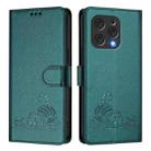 For Doogee N55 Plus Cat Rat Embossed Pattern RFID Leather Phone Case with Lanyard(Peacock Green) - 2