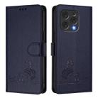 For Doogee N55 Plus Cat Rat Embossed Pattern RFID Leather Phone Case with Lanyard(Blue) - 2