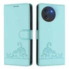 For Doogee Note 59 5G / Note 59 Pro Cat Rat Embossed Pattern RFID Leather Phone Case with Lanyard(Mint Green) - 2