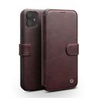 For iPhone 11 QIALINO Business Magnetic Buckle Horizontal Flip Leather Case with Card Slots(Dark Brown) - 1