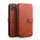 For iPhone 11 Pro QIALINO Business Magnetic Buckle Horizontal Flip Leather Case with Card Slots(Light Brown) - 1