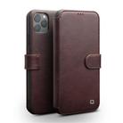 For iPhone 11 Pro QIALINO Business Magnetic Buckle Horizontal Flip Leather Case with Card Slots(Dark Brown) - 1