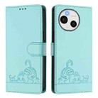 For Sharp Aquos Sense9 Cat Rat Embossed Pattern RFID Leather Phone Case with Lanyard(Mint Green) - 2