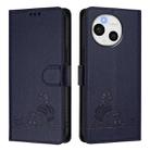 For Sharp Aquos Sense9 Cat Rat Embossed Pattern RFID Leather Phone Case with Lanyard(Blue) - 2