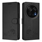 For Sharp Aquos R9 Pro Cat Rat Embossed Pattern RFID Leather Phone Case with Lanyard(Black) - 2