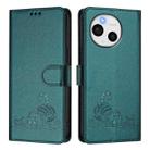 For Sharp Aquos Sense9 Plus Cat Rat Embossed Pattern RFID Leather Phone Case with Lanyard(Peacock Green) - 2