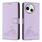 For Sharp Aquos Sense9 Plus Cat Rat Embossed Pattern RFID Leather Phone Case with Lanyard(Purple) - 2