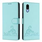 For Sharp Basio Active 3 Cat Rat Embossed Pattern RFID Leather Phone Case with Lanyard(Mint Green) - 2