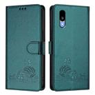 For Sharp Basio Active 3 Cat Rat Embossed Pattern RFID Leather Phone Case with Lanyard(Peacock Green) - 2
