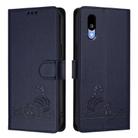 For Sharp Basio Active 3 Cat Rat Embossed Pattern RFID Leather Phone Case with Lanyard(Blue) - 2