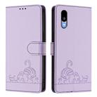 For Sharp Basio Active 3 Cat Rat Embossed Pattern RFID Leather Phone Case with Lanyard(Purple) - 2