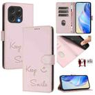 For Doogee N55 Plus Smile Embossing RFID Leather Phone Case(Pink) - 1