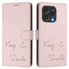 For Doogee N55 Plus Smile Embossing RFID Leather Phone Case(Pink) - 3