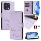 For Doogee N55 Plus Smile Embossing RFID Leather Phone Case(Light Purple) - 1