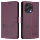 For Doogee N55 Plus Smile Embossing RFID Leather Phone Case(Violet) - 3