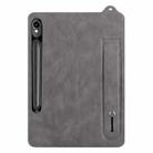For Samsung Galaxy Tab S10 / S9 / S8 / S7 TPU Leather Back Tablet Case with Wristband(Grey) - 2