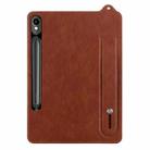 For Samsung Galaxy Tab S10 / S9 / S8 / S7 TPU Leather Back Tablet Case with Wristband(Brown) - 2
