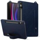 For Samsung Galaxy Tab S10 / S9 / S8 / S7 TPU Leather Back Tablet Case with Wristband(Dark Blue) - 1