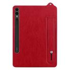For Samsung Galaxy Tab S10+ / S9+ / S8+ TPU Leather Back Tablet Case with Wristband(Red) - 2
