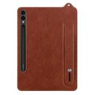 For Samsung Galaxy Tab S10+ / S9+ / S8+ TPU Leather Back Tablet Case with Wristband(Brown) - 2