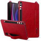 For Samsung Galaxy Tab S10 Ultra / S9 Ultra TPU Leather Back Tablet Case with Wristband(Red) - 1