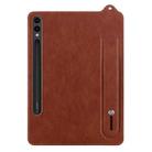 For Samsung Galaxy Tab S10 Ultra / S9 Ultra TPU Leather Back Tablet Case with Wristband(Brown) - 2