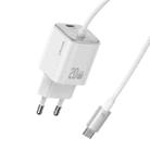 USAMS CC261 20W GaN Mini Type-C / USB-C Dual Port Fast Charger with Cable, EU Plug(White) - 1