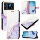 For Cubot A20 PT003 Marble Pattern Flip Leather Phone Case(White Purple) - 1